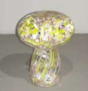 HAND BLOWN GLASS PINK/YELLOW MUSHROOM ALESSANDRO COPPOLA MADE IN ITALY (NEW)