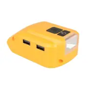 2 USB Power Source Li-ion Battery Charger Adapter w/LED for Dewalt 20V Max