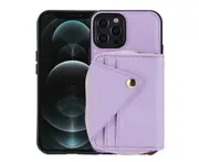 Iphone 12 Pro Case With RFID Blocking,PU Leather Shockproof Wallet Case-Purple