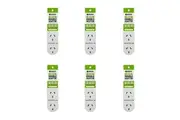 6PK Moki Vertical Double Power Outlet Adaptor w Surge Protection Plug White