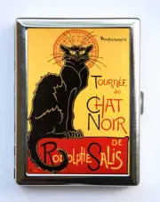 Le Chat Noir Cigarette Case id case Wallet Business Card Holder french cat