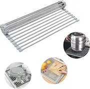 PLAYINGMINDS Roll-Up Dish Drying Rack - Foldable Over-Sink Dish Rack Multipurpose Stainless Steel Dish Drainer (52 * 41cm)