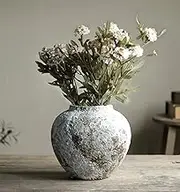 Rustic Ceramic Circular Flower Vase, Vintage Floor Tall Vases Farmhouse Decor for Living Room Entryway Table Centerpieces, Kitchen, Wedding Gift