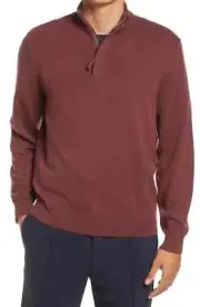 Theory L43712 Mens Brown Hilles Quarter Zip Cashmere Sweater Size XL