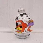 Peanuts Gang Handpainted Snoopy Glass Frosted Ball Halloween Ornament