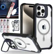 For iPhone 16 15 14 13 12 Pro Max Magsafe Magnetic Case Stand Camera Lens Cover
