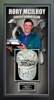 Rory McIlroy Grand Slam Masters Signed & Framed Cap Certificate of Authenticity