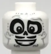 Lego New White Minifigure Head Dual Sided Alien Mask Silver Eyebrows Dots Part