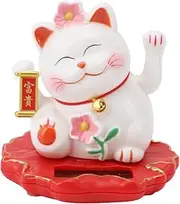 Solar Waving Cat, Lucky Cat, Solar Powered Cute Waving Cat, Solar Fortune Cat Statue Decorations, Portable Suncatchers Welcoming Cat for Decorating Front Desk, Car, Business