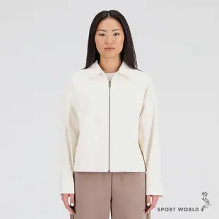 New Balance 女裝 外套 刺繡 棉 米白【運動世界】AWJ33550GIE