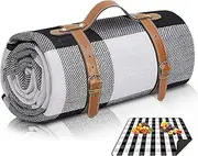 Taoluwin Picnic Blanket, Foldable Camping Blanket, Large Outdoor Blanket, Waterproof and Sandproof Beach Blanket, for Family Vacation, Camping, Hiking, Outdoors, Park, Beach, Grass (Black)