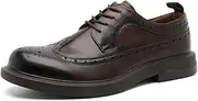 ZJSCNBE Men's Leather Shoes Top Layer Cowhide Thick Sole Big Toe Leather Shoes Men's Genuine Leather Casual Business Brock Men's Shoes(Brown,41)
