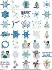 114 WINTER ENCHANTED SNOWFALL EMBROIDERY MACHINE DESIGNS COLLECTION PES USB