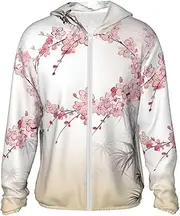 [LHBWCVN] UPF 50+ Light Jacket Full Zip Sun Protection Hoodie for Women Men Long Sleeve Cherry Blossoms Tree Zen Sun Shirts