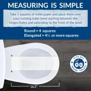 500EC Durable Wood Toilet Seat with Easy Clean Hinges, Made in USA, Round, White