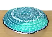 28" Indian Round Green Ombre Floral Mandala Floor Pillow Cushion Covers Throw