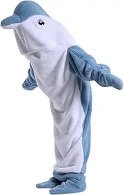 [Generic] Whale Wearable Blanket | Whale Blanket Adult - Adult Comfy Hoodie Blanket, Soft Cozy Pajama Costume, Cartoon Blanket Hoodie For Camping, Sleepovers, Watching Movies