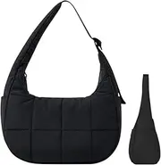 Nylon Half Moon Bag - Medium Nylon - Half Moon Bag, Recycled Heavyweight - Nylon | Lightweight Boho Handbags Armpit Base, Adjustable Strap Machine