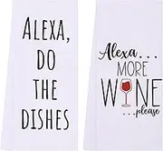 LXOMILL Funny Kitchen Towels, Alexa Do The Dishes Towel, Housewarming & Birthday Gift, Cute Alexa Tea Towels, Hostess Gifts