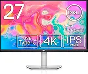 Dell S2722QC Monitor - 27 inch 4K USB-C, UHD (3840 x 2160) Display, 60Hz Refresh Rate, 8MS Grey-to-Grey Response Time, Built-in Dual 3W Speakers, 1.07 Billion Colors - Platinum Silver