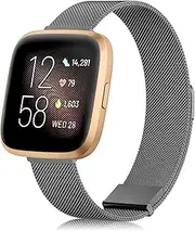 Metal Band Compatible with Fitbit Versa 2 Bands/Fitbit Versa Bands for Women Men, Stainless Steel Magnetic Wristband Mesh Bracelet Replacement Strap for Fitbit Versa 2/Versa Lite/Versa SE