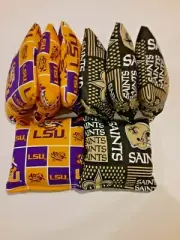 8 Cornhole Bag Set Corn Hole New Orlean Saints LSU Louisiana Tigers