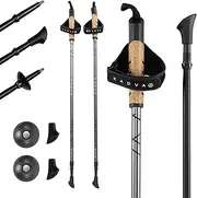 KADVA ARUKU Nordic Walking Poles in Black, Adjustable Size 83-135 cm, Twist Lock System for Stability and Safety, Vibration Reduction with Antishock System Resistance
