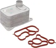 X AUTOHAUX Engine Oil Cooler for Volkswagen Atlas 18-22 Transmission Oil Cooler Trans Cooler with O-ring Seals No.06K117021B Aluminum Alloy Silver Tone 1 Set Car