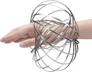 SHATCHI Infinity Arm Spring Slinky Juggle Dance 3D Magic Flow Ring Stainless Steel Hand Fidget Spinner Interactive Kinetic Decompression Toys for Kids Adults, Silver
