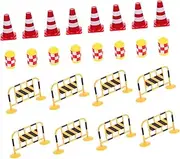 BESPORTBLE 24Pcs Mini Traffic Road Sign Educational Traffic Signs for Includes Cones Barricades Safety Barrels for Early Learning and Cognitive