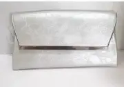 Women's Silver Clutch Evening Bag Purse w/ Shoulder Strap