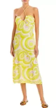 Aqua MELLOW SWIRL Printed Cover up MIDI Dress, US Medium