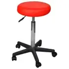 Round Office Stool Faux Leather Salon Vanity Barber Computer Desk Chair Red