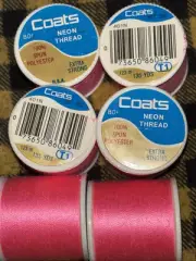6 Lot New J&P Coats Dual Duty Thread #404-N Neon Pink Sews All Fabrics 135 Yd Ea