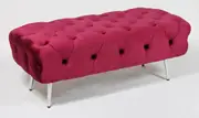Tufted bed end bench in red with silver legs