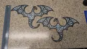 Dragon Mandala Wall Art, 3D Printed, Neutral Black/Gray/White, Set of Two (2)