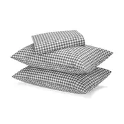 250 Thread Count Gingham Cotton Sheet Set - Queen Bed, Grey