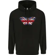 Union Jack Butterfly British Britain Flag Childrens Kids Hoodie