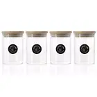 4x Lemon & Lime 250ml Camden Clear Airtight Glass Jar Storage Container w/ Lid