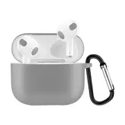 Solid Color Silicone Earphone Protective Case for AirPods 3rd Gen, with Hook, Light Gray