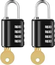 2 Pack Combination Padlock with Key,4 Digit Resettable Security Lock,Combination Lock,Multi-Function Lock,for Door,Gym,Fence,Garage,Employee Locker