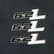 3x Black White Silver 6.2L Chrome Metal Emblem Decal Sticker Badge Auto 3D Turbo (for: MG)