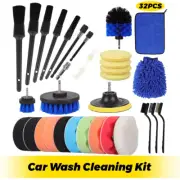 32pc Car Interior Exterior Engine Kit Cleaning Auto Detailing Wash Brush Drill C