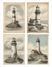 Junk Journal Ephemera Scrapbooking Card Toppers Journal Cards Lighthouse Seaside