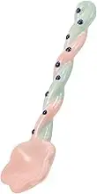 LAPYAPPE Cute Twisted Dessert Spoon Hand Painted Dot Kitchen Spoon for Ice Appetizers Safe Ceramic Material for Home The Go Use