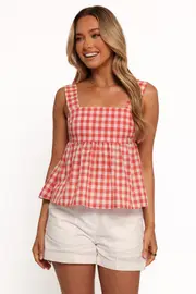 [PUP56] Chatham Top - Red Gingham XS Red