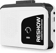 Reshow Portable Cassette Recorder Player with Built-in Speaker and Headphone Jack, USB C Cassette to MP3 Converter, Reverse Recording to Tape, Microcassette Recorder Player, Full Stereo Sound-White