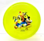 DISNEY MICKEY & FRIENDS FLYING DISK 9" Dia. Lime Green w/ Glitter