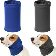 2 PCS Dog Quiet Ears Covers, Dogs Hats Hoodies Dog's Ear Muffs Headband, Noise Dog Ear Protection, The Grooming and Force Drying Tool for Anxiety Relief & Calming Dogs (Blue and Gray, L)