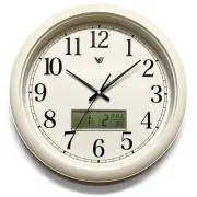 NEW Naomi Analogue with Digital Calendar & Temp Wall Clock, Cream, 42cm